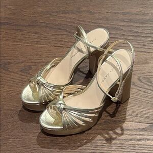Loeffler Randall Rivka Gold Strappy Sandals Size 6